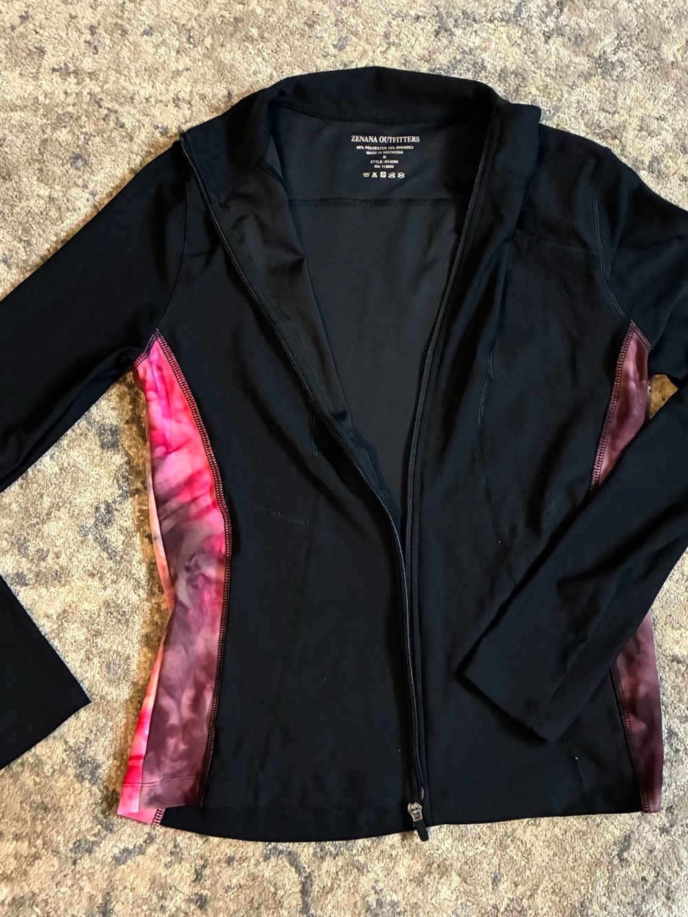 Zenana Outfitters Black Jacket with Pink Accent Panels
